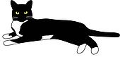 Clipart - wirbeltier, katzenkinder, schwarze katze, sitzen, tier